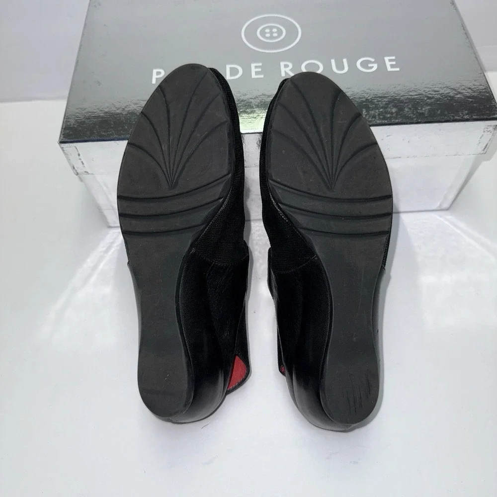 Pas de Rouge Women's R918‎ Silvia Black Lizard/Nappa Italy Size EU 37 US 6.5